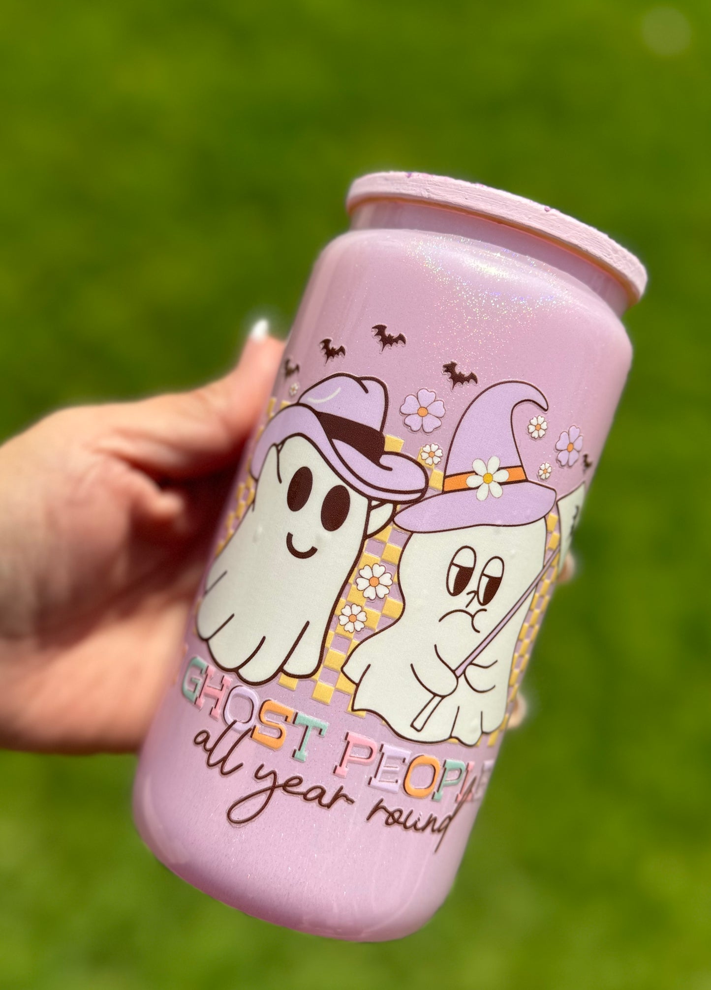 Light pink Ghost Glass Can 16 oz