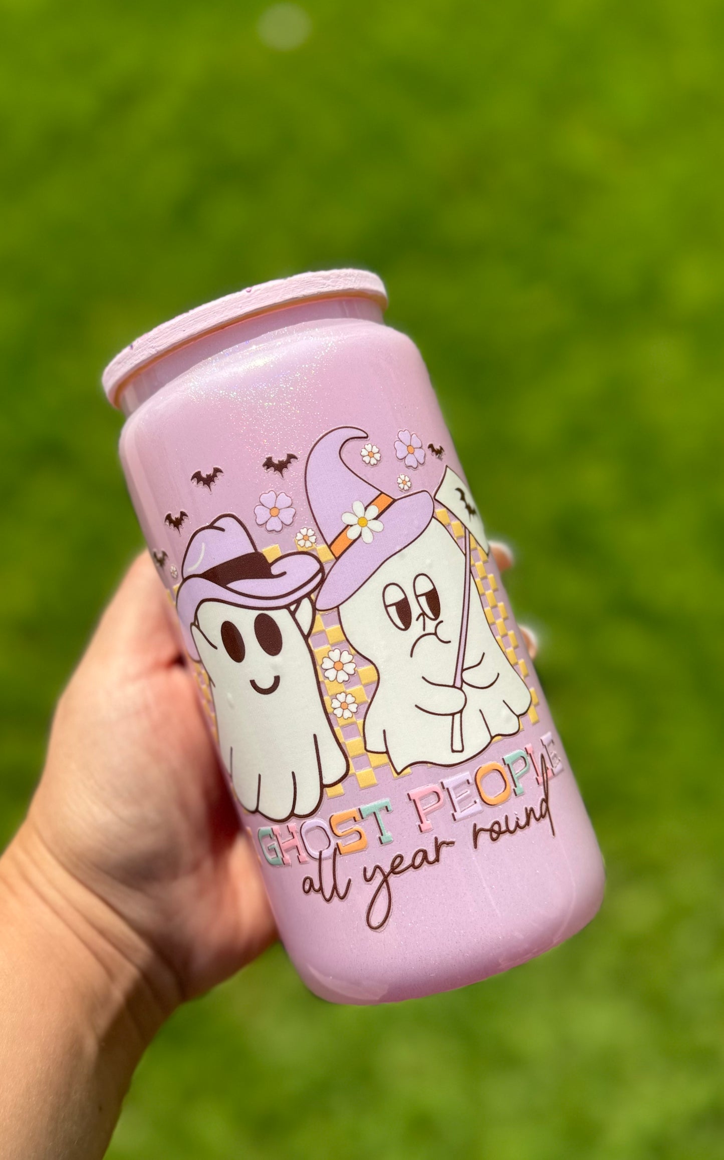 Light pink Ghost Glass Can 16 oz