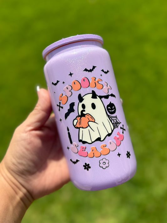 Glass can purple 16 oz Spooky Season